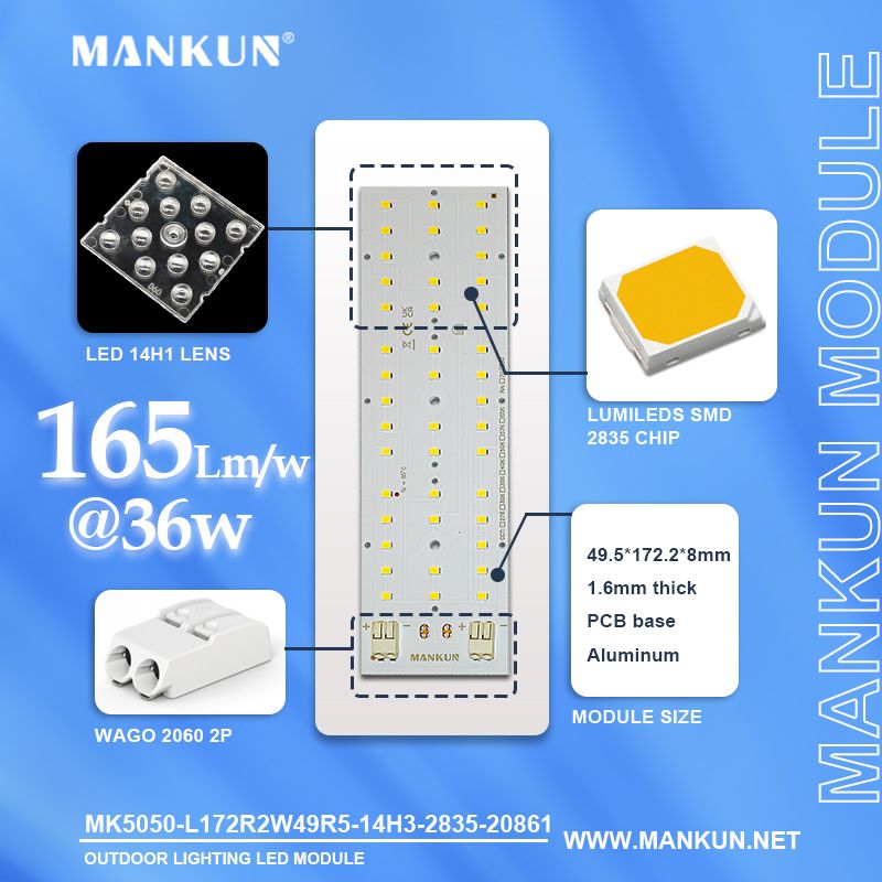 172.2x49.5mm pcb with SMD 2835 42LEDs 36W for Outdoor Lighting modules 20861