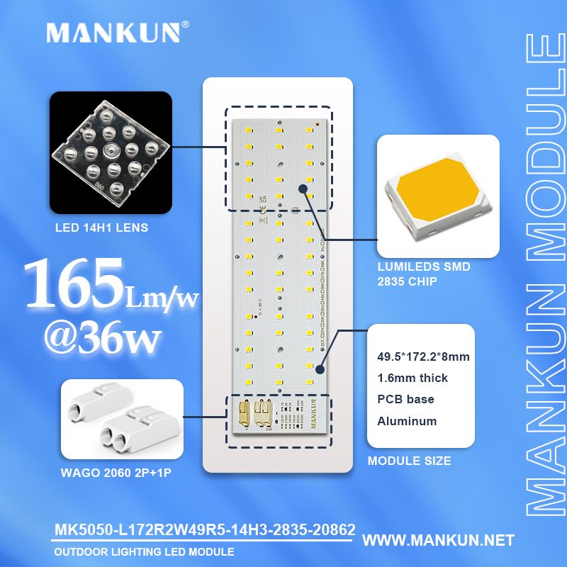 172.2x49.5mm pcb with SMD 2835 36W 165Lm/w for Outdoor Lighting modules 20862