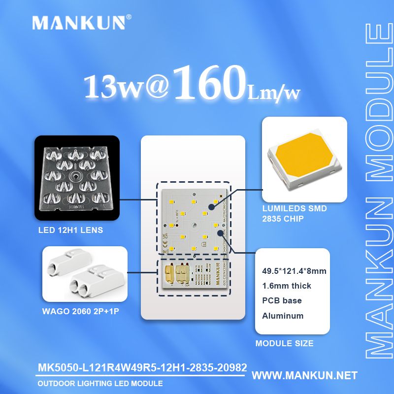 12W LED Module 2835 49.5x72.2 mm MCPCB for Outdoor Lighting Systems 20982