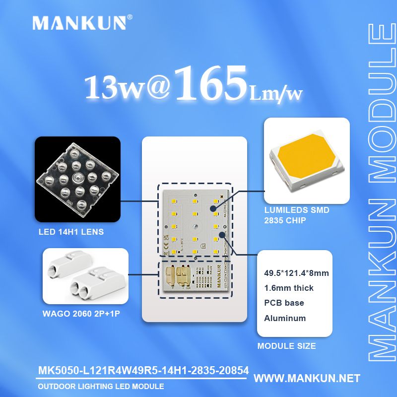 72.2x49.5mm pcb with SMD 2835 14LEDs 165LM/W DC42V for Street Lighting modules 20854