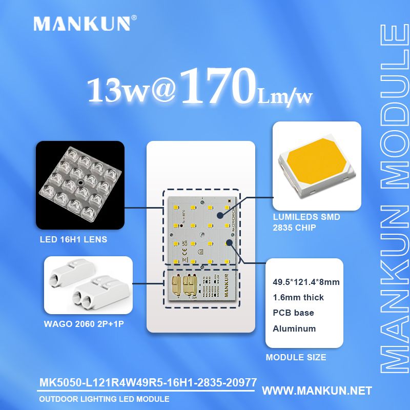 72.2x49.5mm pcb with SMD 2835 16LEDs 170LM/W for Outdoor Lighting modules 20977