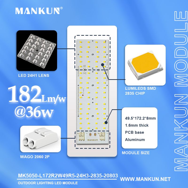 172.2x49.5mm PCB with 2835 LED module for DC48V 36W Street Lighting 20803