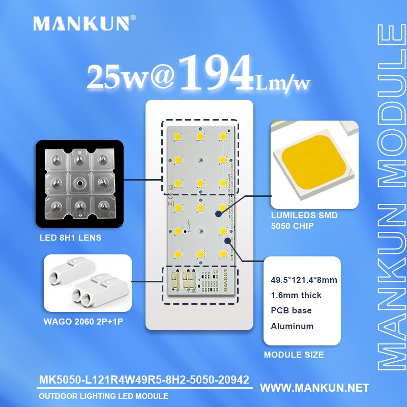 121.4x49.5mm PCB with 8x2 LumiLEDs 5050 LEDs module for 25W DC48V Street Lighting 20942