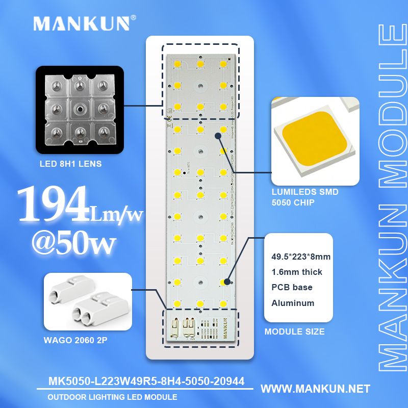 223x49.5mm PCB with 8x4 LumiLEDs 5050 LEDs module for 50W DC48V Street Lighting 20944