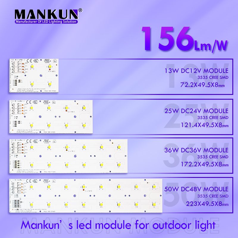 121.4x49.5mm PCB with 2x4 MANKUN 3535 LEDs module for DC24V 25W Outdoor Lighting 15548