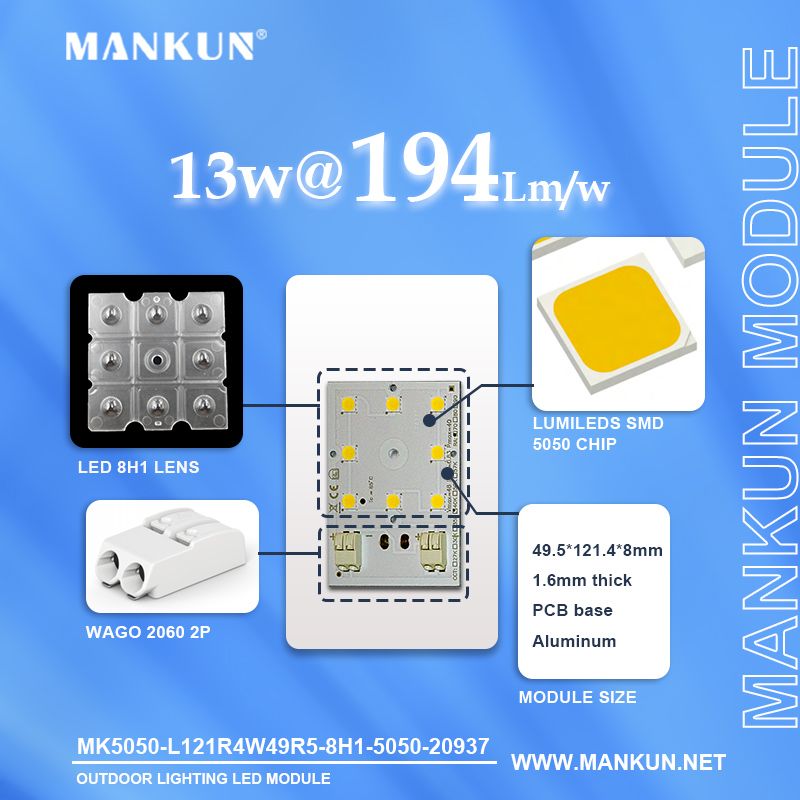 72.2x49.5mm PCB with 8x1 LumiLEDs 5050 LEDs module for Street Lighting 20937