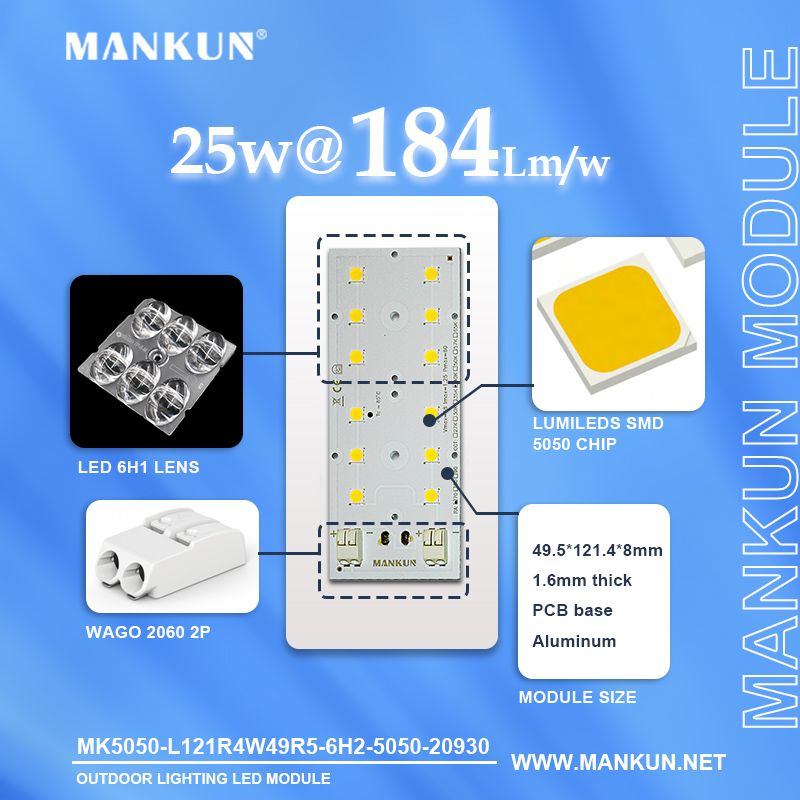 121.4x49.5mm PCB with 6x2 LumiLEDs 5050 LEDs module for 184lm/w Street Lighting 20930