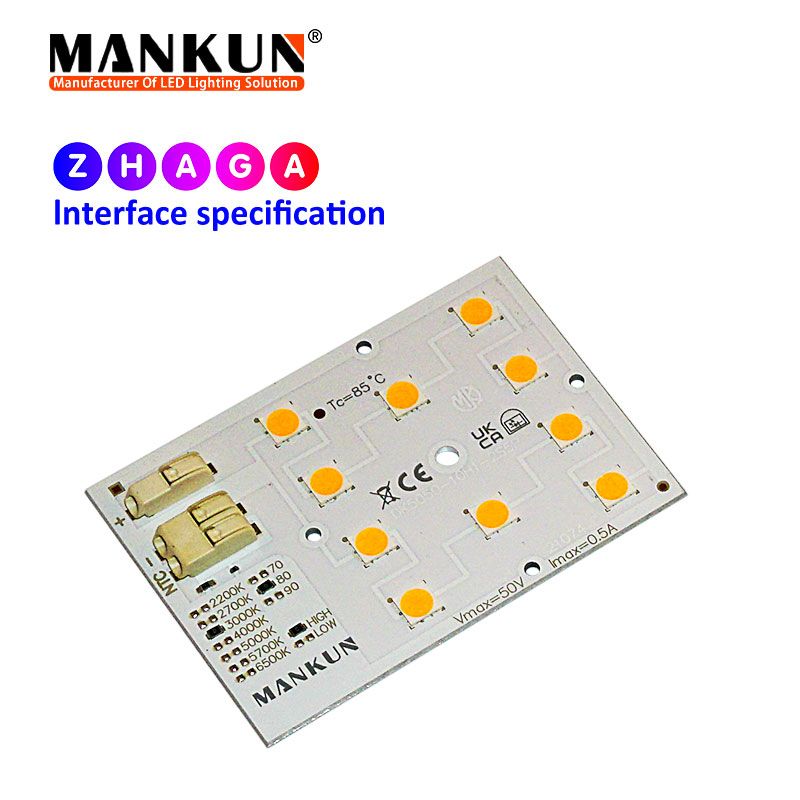 72.2x49.5mm PCB with 10x1 LumiLEDs 5050 LEDs module for 12.5w Street Lighting 21074