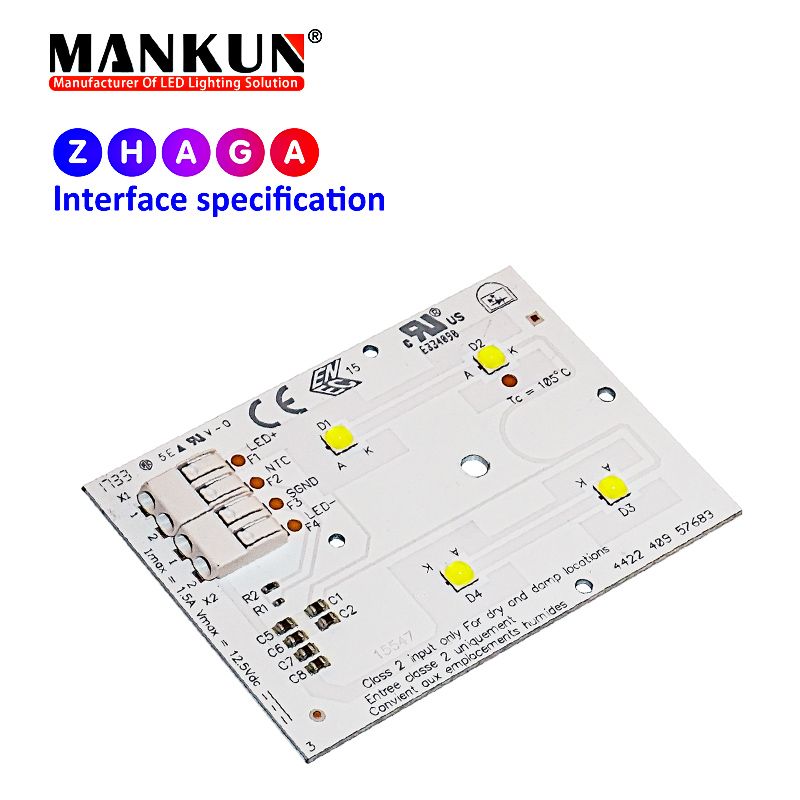 72.2x49.5mm PCB with 2x2 MANKUN 3535 LED module for 13W DC12V Street Lighting 15547